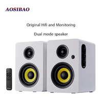 4 Inch Super Bass Speakers 80W Active Speaker 2.0 HiFi Wooden Monitor Speakers Computer USB TV Bluetooth Loudspeaker