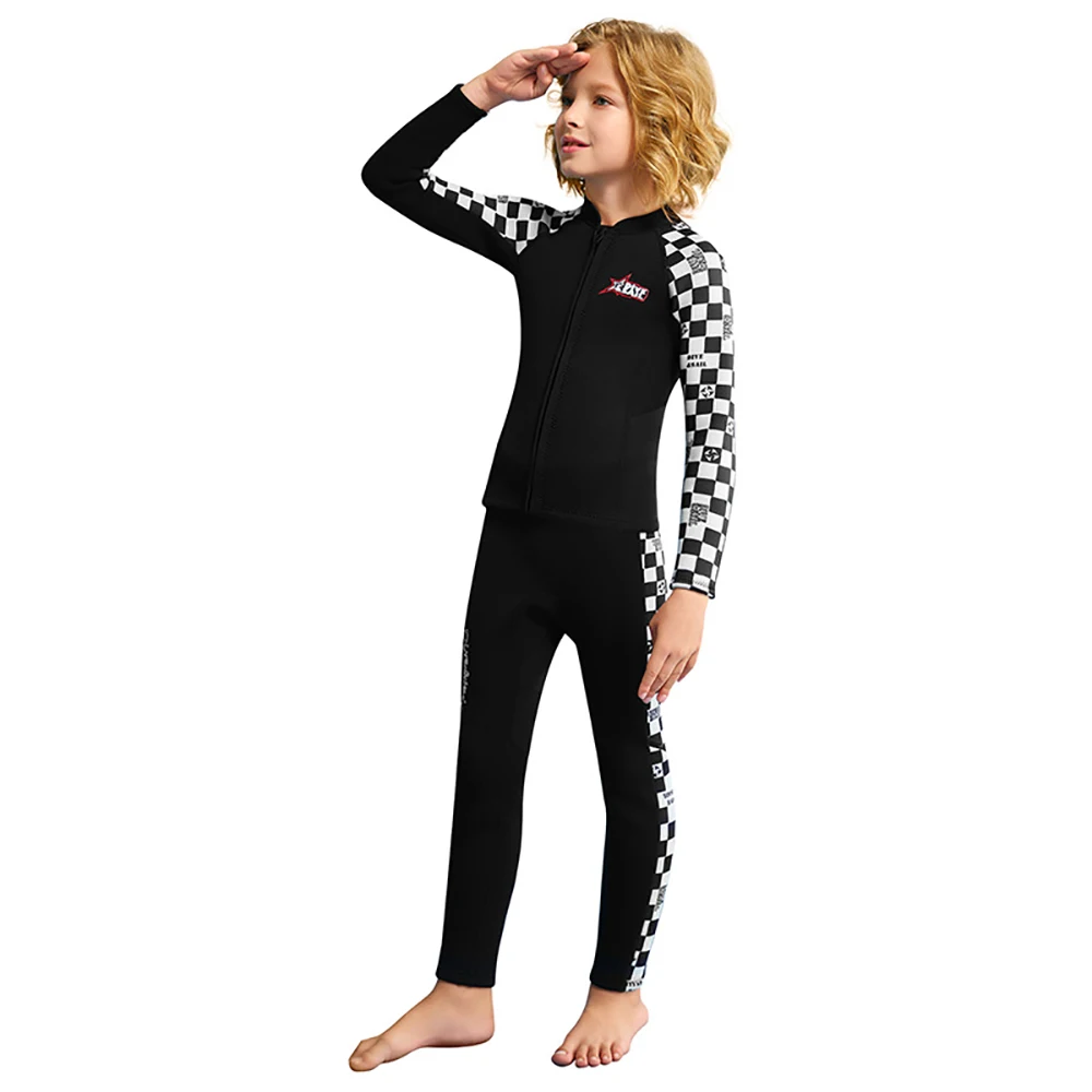 2.5mm Neoprene Wetsuit for Boys Girls Long SleeveTwo Piece Top +Pants Set Wet Suits in Cold Water for Swimming Surfing Diving