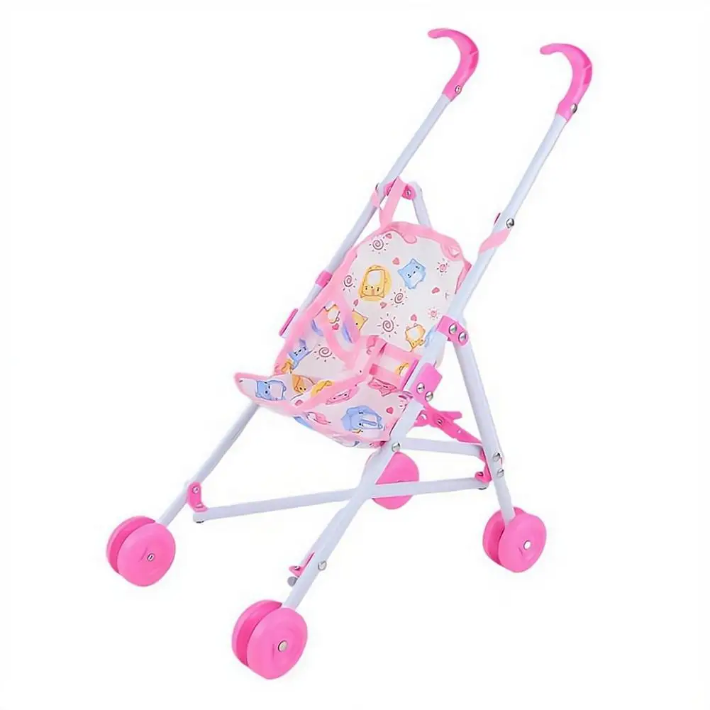 New Trendy Interactive Dolls Pram Plastic Play Toys Doll Handcart Stable Doll Stroller for Boys Girls Babies Doll Accessories