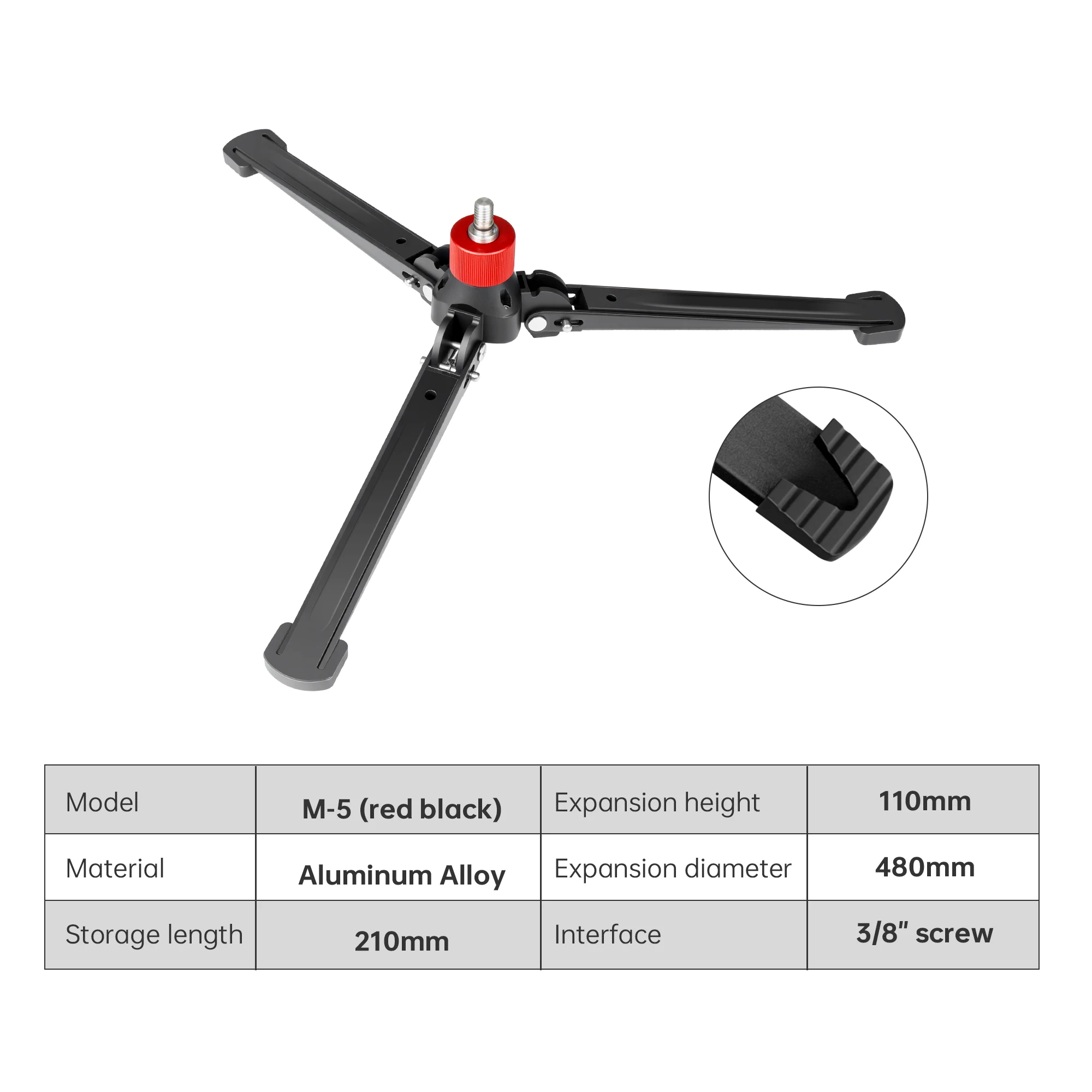 Manbily M-5 Aluminium-Halterung Stativ-Stützhalterung mit 3/8-Zoll-Schraubenadapter Fotografie-Einbeinstativ-Basis – Detail 3