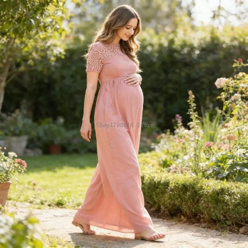 Fashionable Pregnancy Lace Dress Providing Comfort And Perfect Fit For Various Occasion Stretchable Maternity Gown
