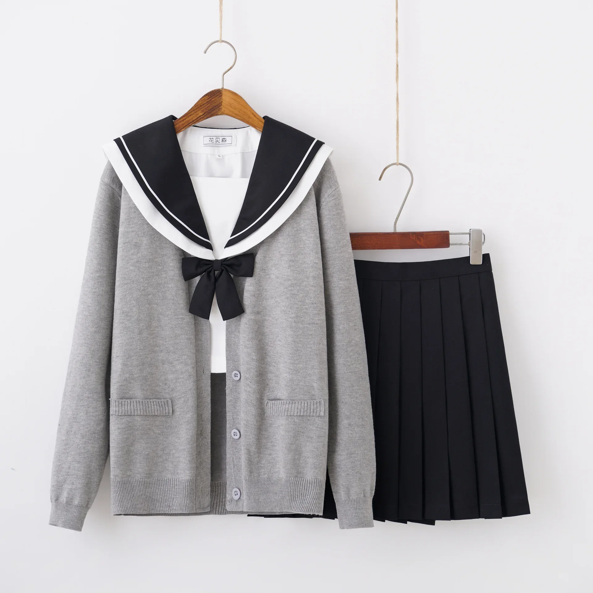 Japanese Style School Uniform High School College Sailor Uniform Navy Collar Shirt Skirt Sweater Cardigan Class Uniform Summer