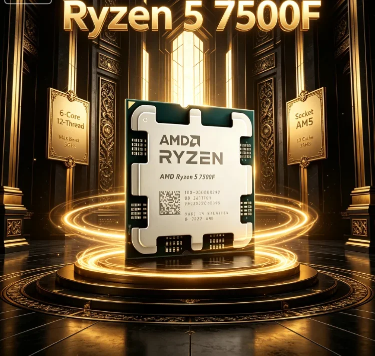 Processeur de bureau AMD Ryzen 5 7500F R5 7500F 6 cœurs 12 threads pour le jeu, le bureau, le streaming, la modification vidéo AM5 DDR5