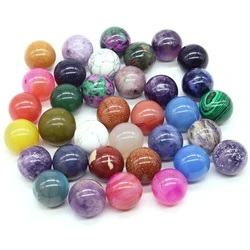 16mm Mini Natural Stone Crystal Round Ball Beads Reiki Healing Quartz Amethyst Agate Mineral Specimen Globe Chakra Wholesale