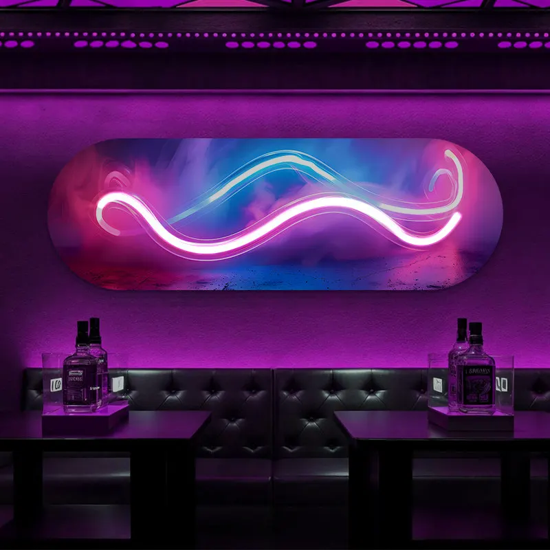 The space decoration adopts luminous hanging paintings and fashionable innovative LED lighting background wall lights
