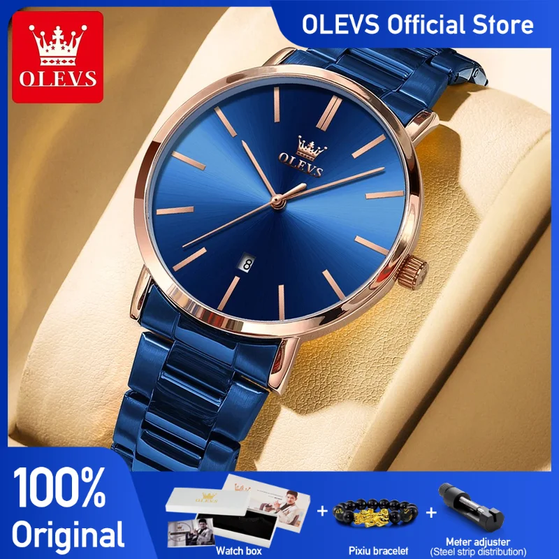 

OLEVS Men's Watches Classic Simple Original Quartz Watch for Man Waterproof Stainless Steel Wristwatch Fashion Trend Date