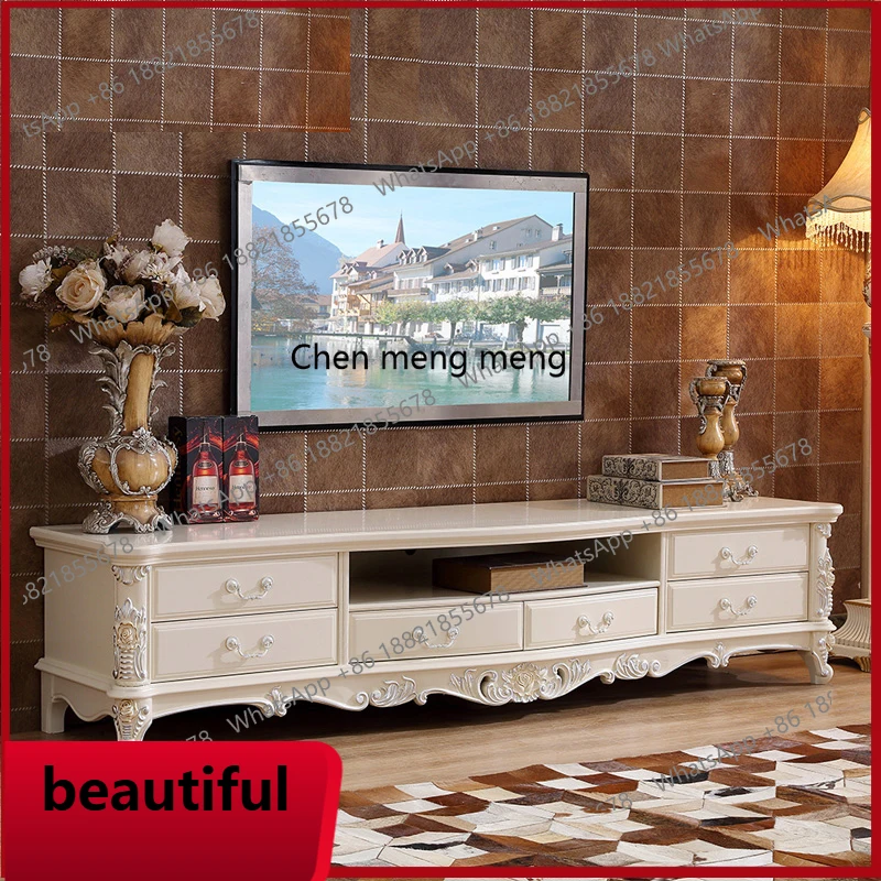 

X Solid wood villa with 6 drawers marble, carved high-end floor cabinet living room furniture