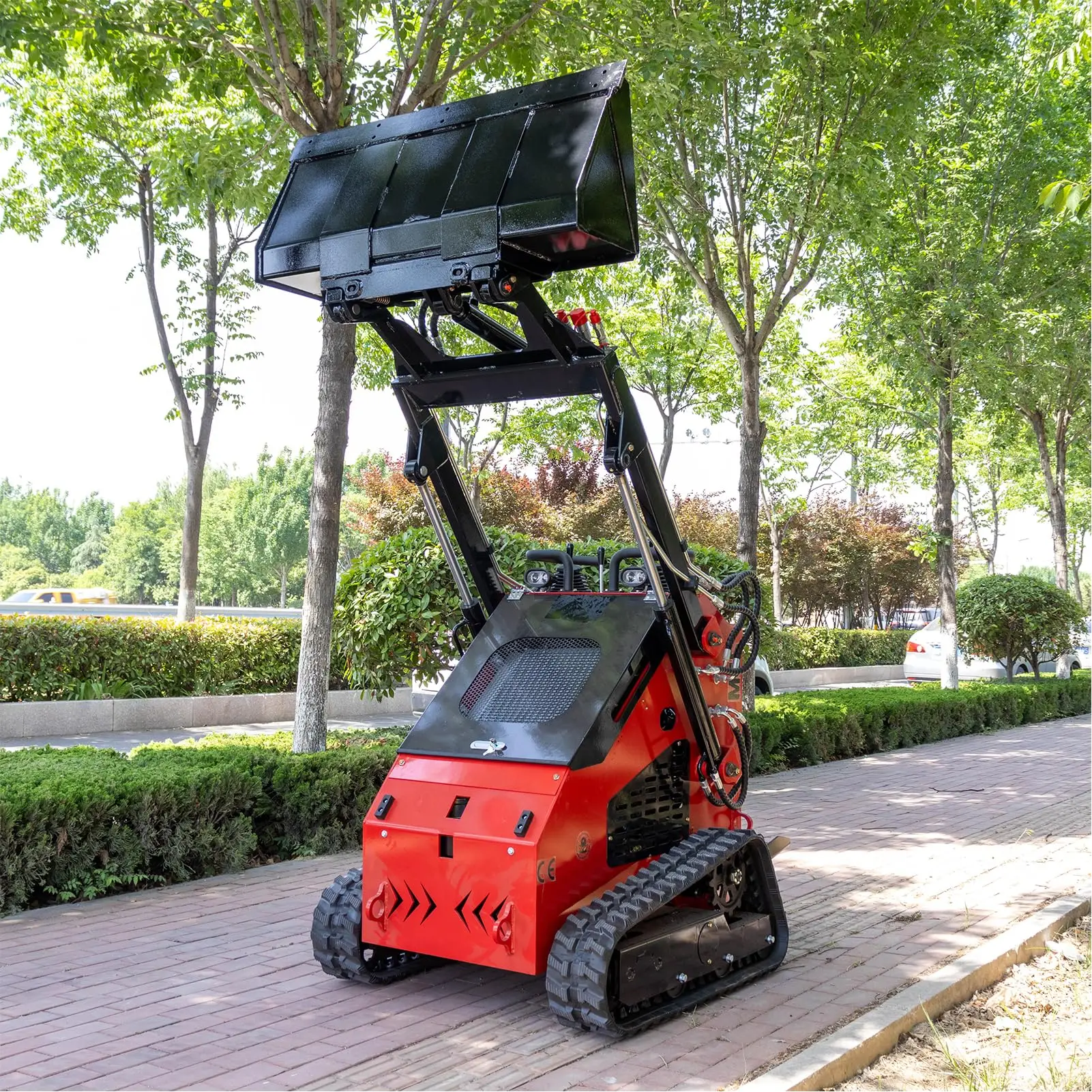 MMS Mini Triangular Track Skid Steer Loader with 23HP RATO Gasoline Engine46 inch Bucket Crawler  Loader One Year Warranty