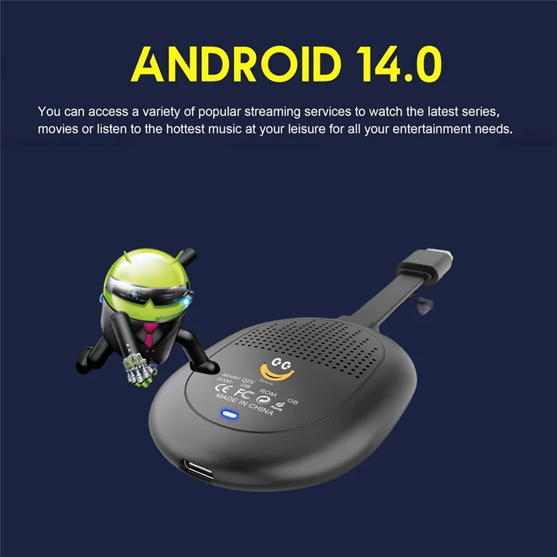 

ABUO-Banana TV Q2X TV Stick 2G+8G Android 14.0 Allwinner H313 Wifi6 Bluetooth Voice Remote Control Smart 8K TV Box