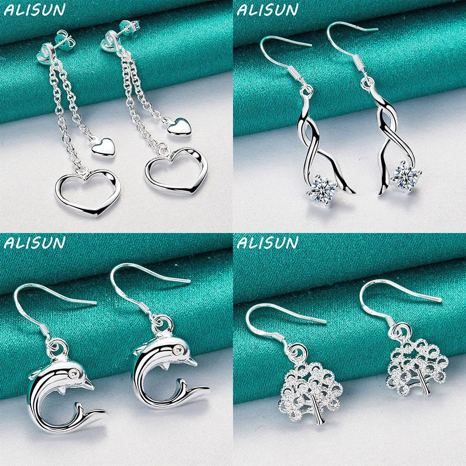

ALISUN 925 Sterling Silver Geometric Drop Earrings For Women Fashion Jewelry Charm Grace Noble Wedding Accessories
