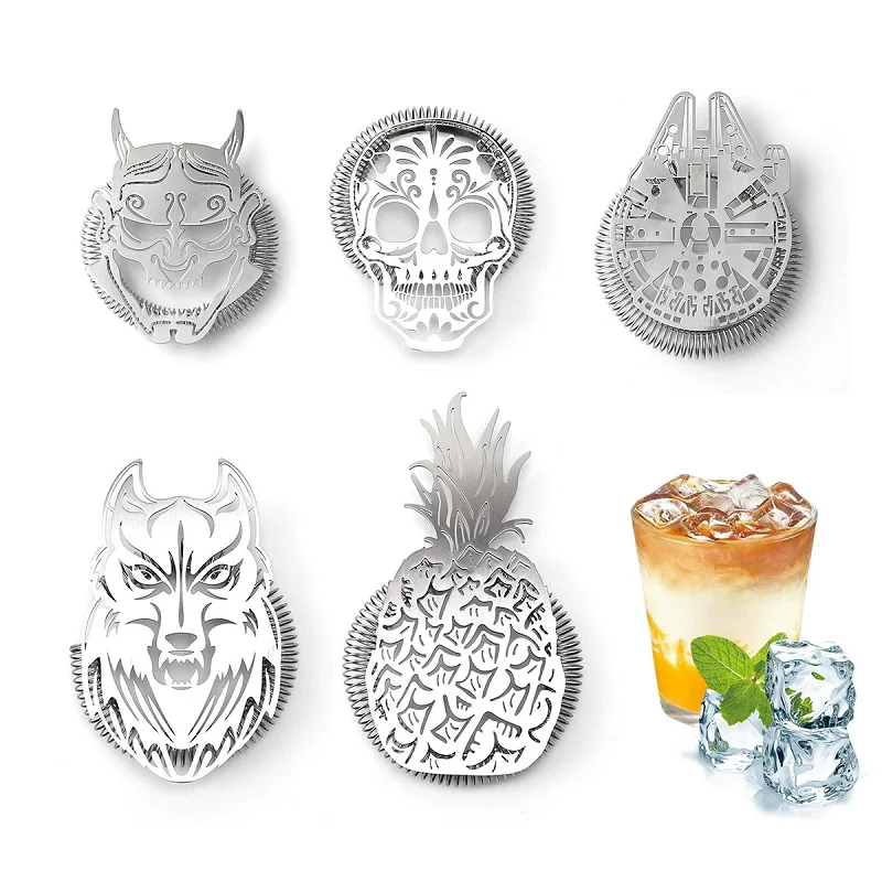 

Cocktail Strainer Hawthorne Strainer with Ghost /Star Ship Stainless Steel Bar Set
