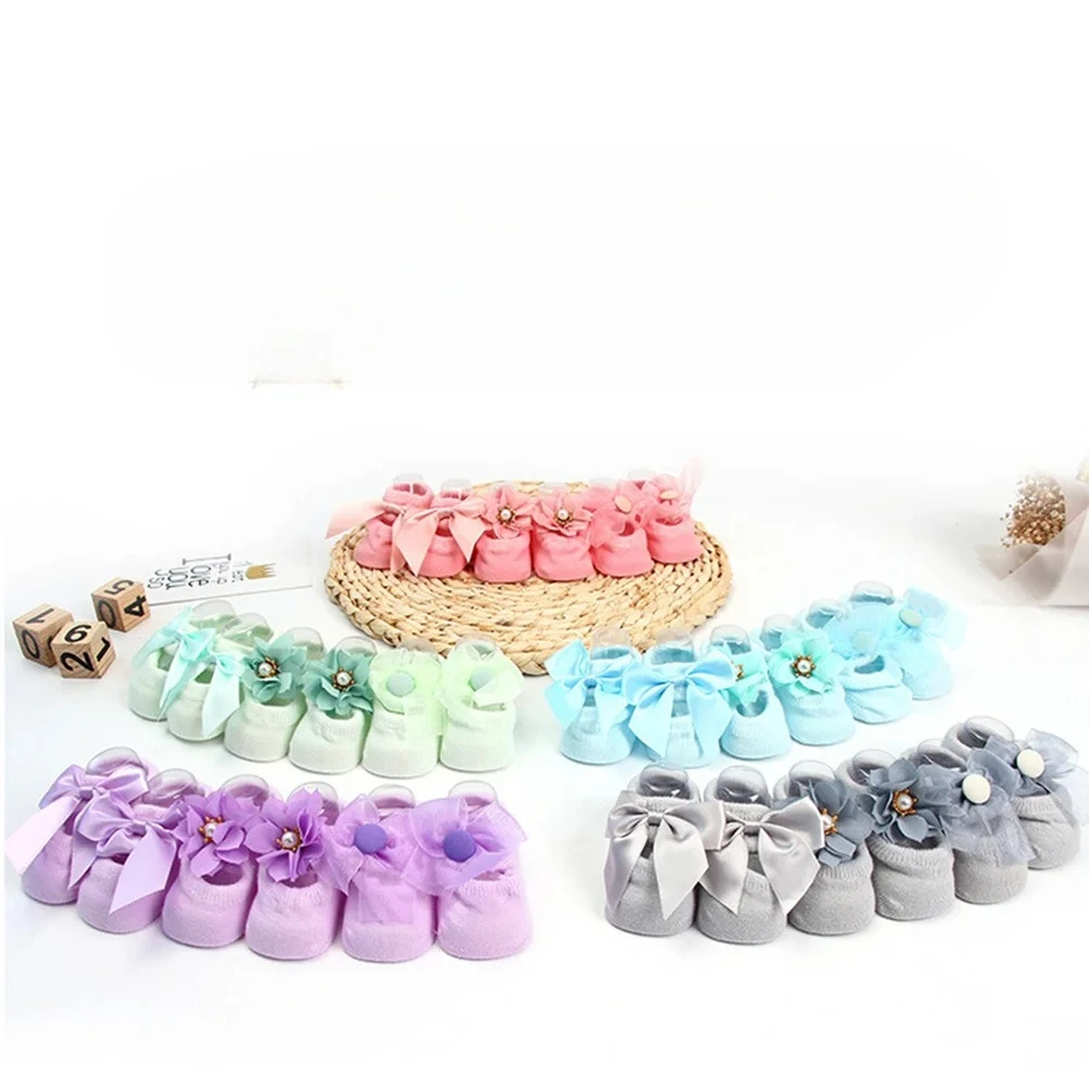 

3Pairs Non-Slip Baby Socks Soft Breathable Cotton Toddler Socks for Girls Boys Newborn Infant Size for Walking Safety