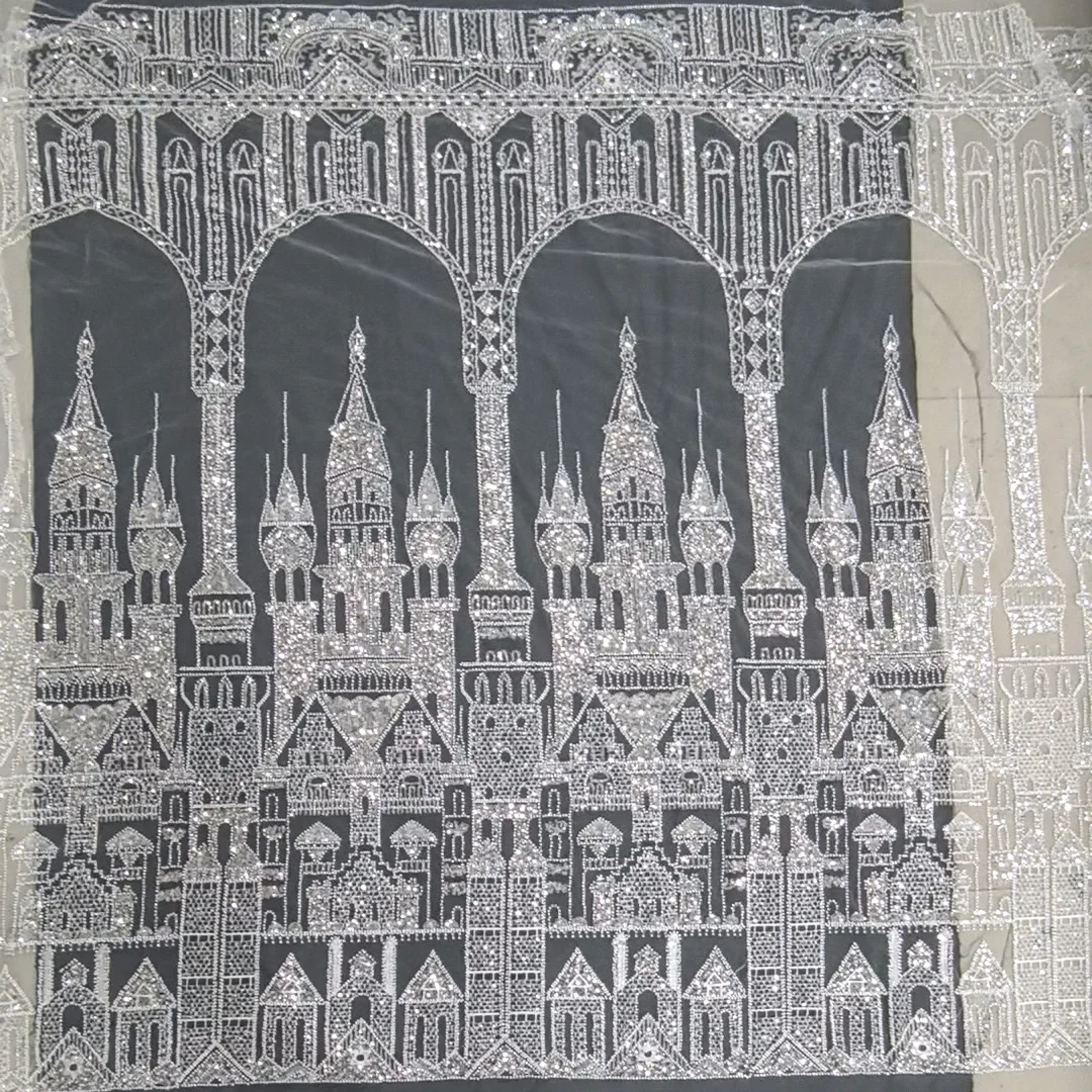 نسيج مزخرف من الدانتيل على شكل قلعة مطرزة، يستخدم لوحات المدخل، وستائر الخلفية، وإكسسوارات تزيين الخلفية #2