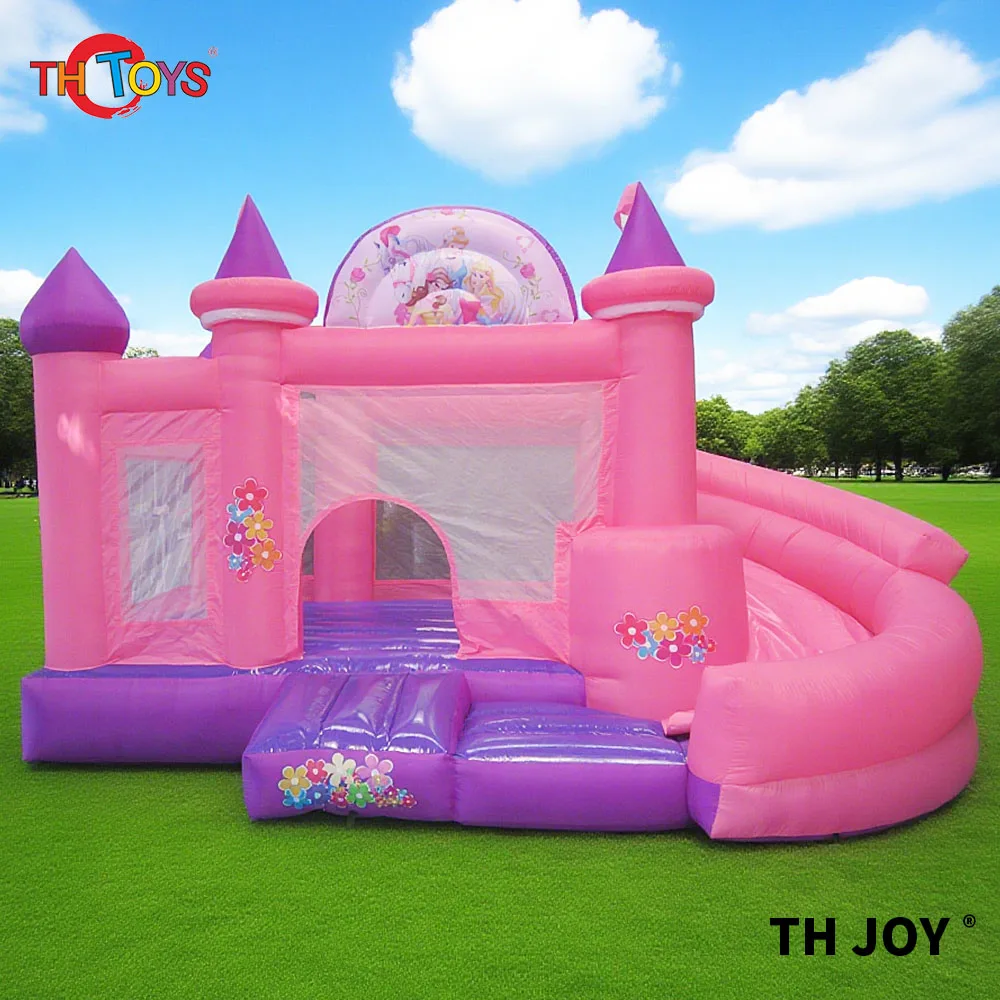 Scivolo gonfiabile del castello di salto 4.5*4*3.5M Casa di rimbalzo rosa per i bambini Casa gonfiabile per i bambini con il giocattolo all'aperto della scivolo del ventilatore