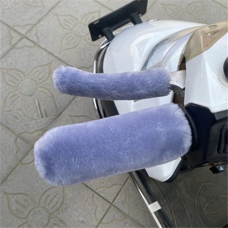 Simulated Plush Grip Glove Motorcycle Handle Cover for Winter Thick Warm Handle Gloves Covers Universal Scooters Hand Warmer