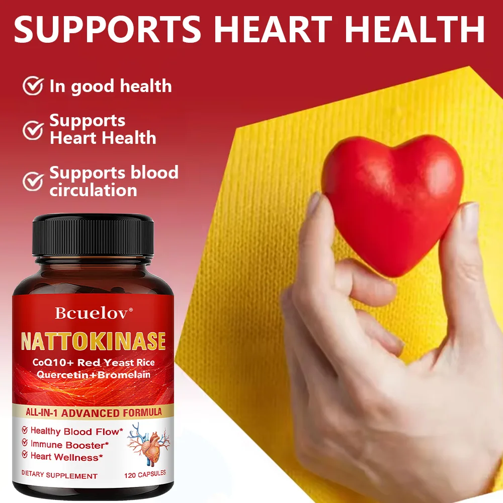 Red Yeast Rice Capsules - with CoQ10, Benefits Cardiovascular Blood Circulation, Heart Health and Energy Production