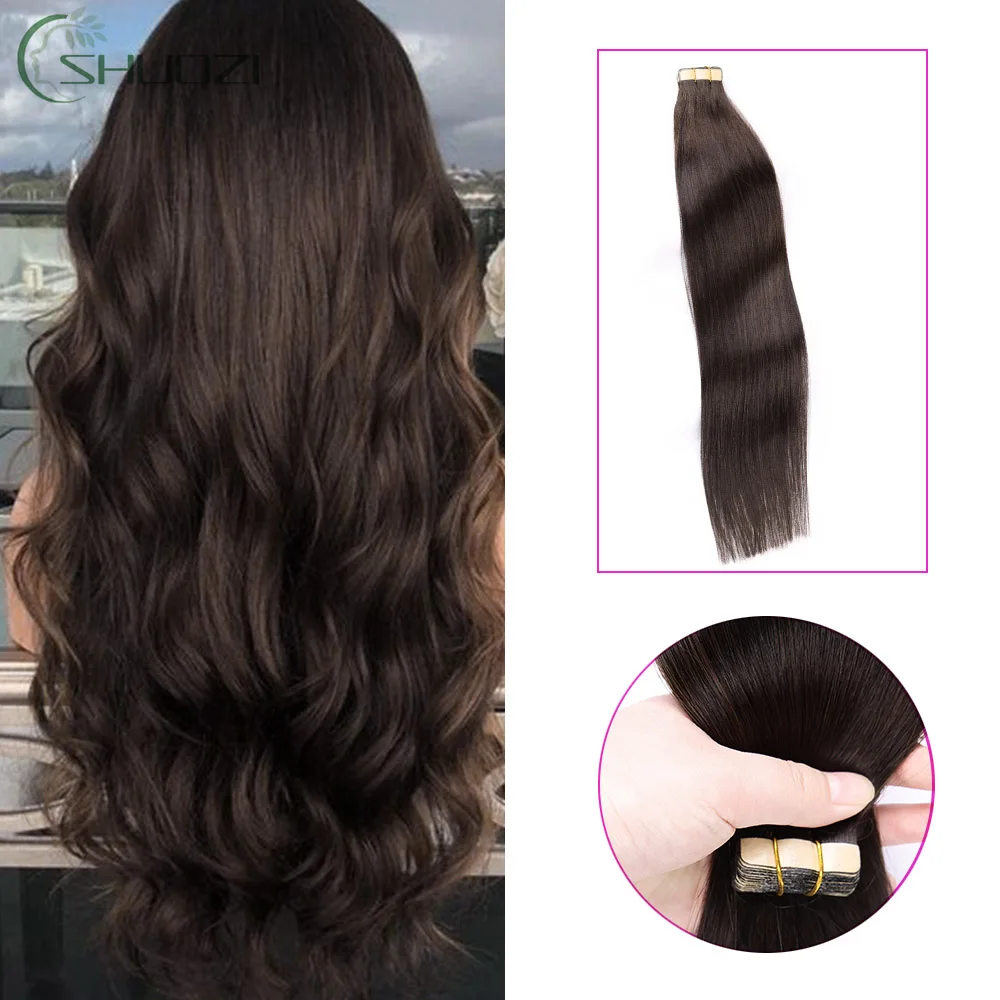 

Dark Brown Tape in Hair Extensions Human Hair 16 Inches 50g 20 Pcs/Pack Tape ins Human Hair Extensions Real Tape in Extensions