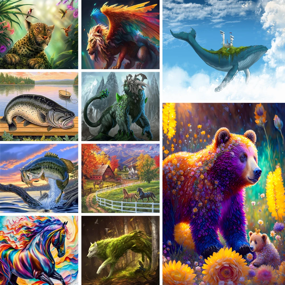 Fantasy Animals Bear Painting By Numbers Kit Oil Paints 50*70 Oil Painting Wall Decoration For Children Wholesale For Drawing