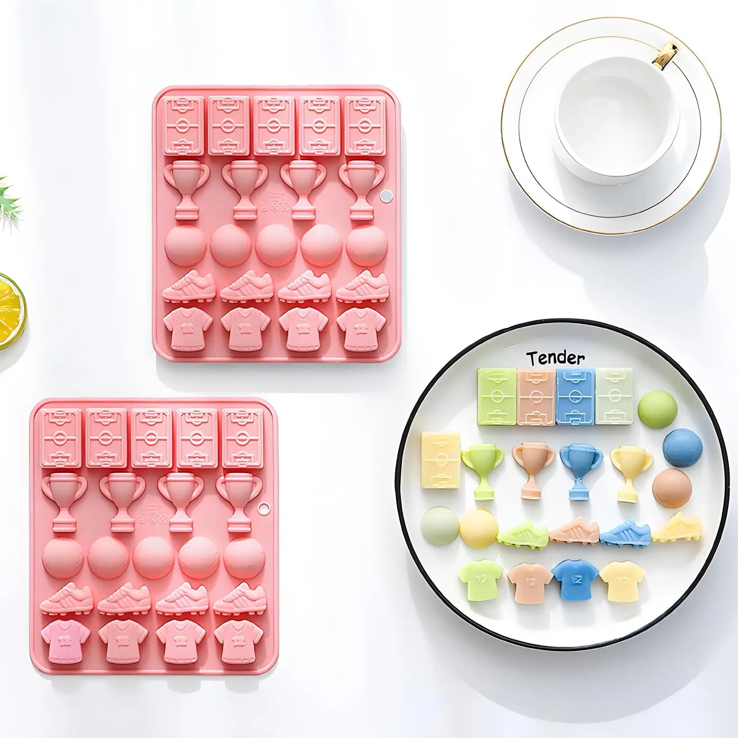 

2PCS Football Chocolate Mold 22 Cavities Soccer Sports Theme Silicone Molds Baking Mould for Chocolate Candy Cake Decoration