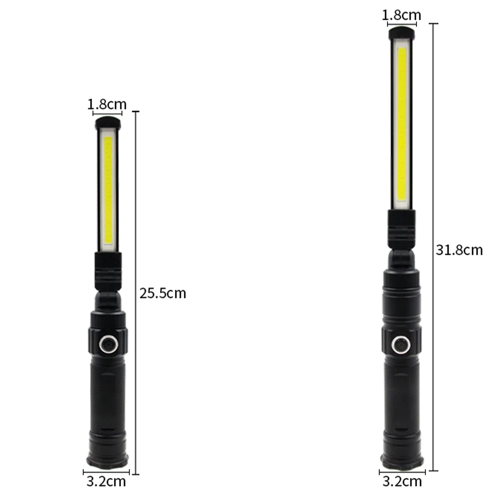 COB XPE LED Camping Emergency Flashlight 18650 USB Garage Work Light 360° Folding Magnetic Inspection Lamp Red SOS Strobe