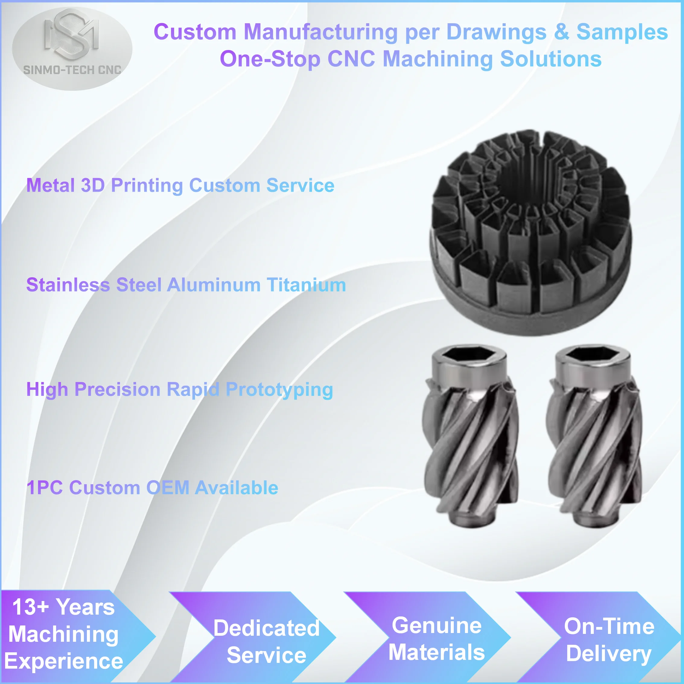 Custom Metal 3D Printing Service Stainless Steel Aluminum Titanium Rapid Prototype OEM Parts