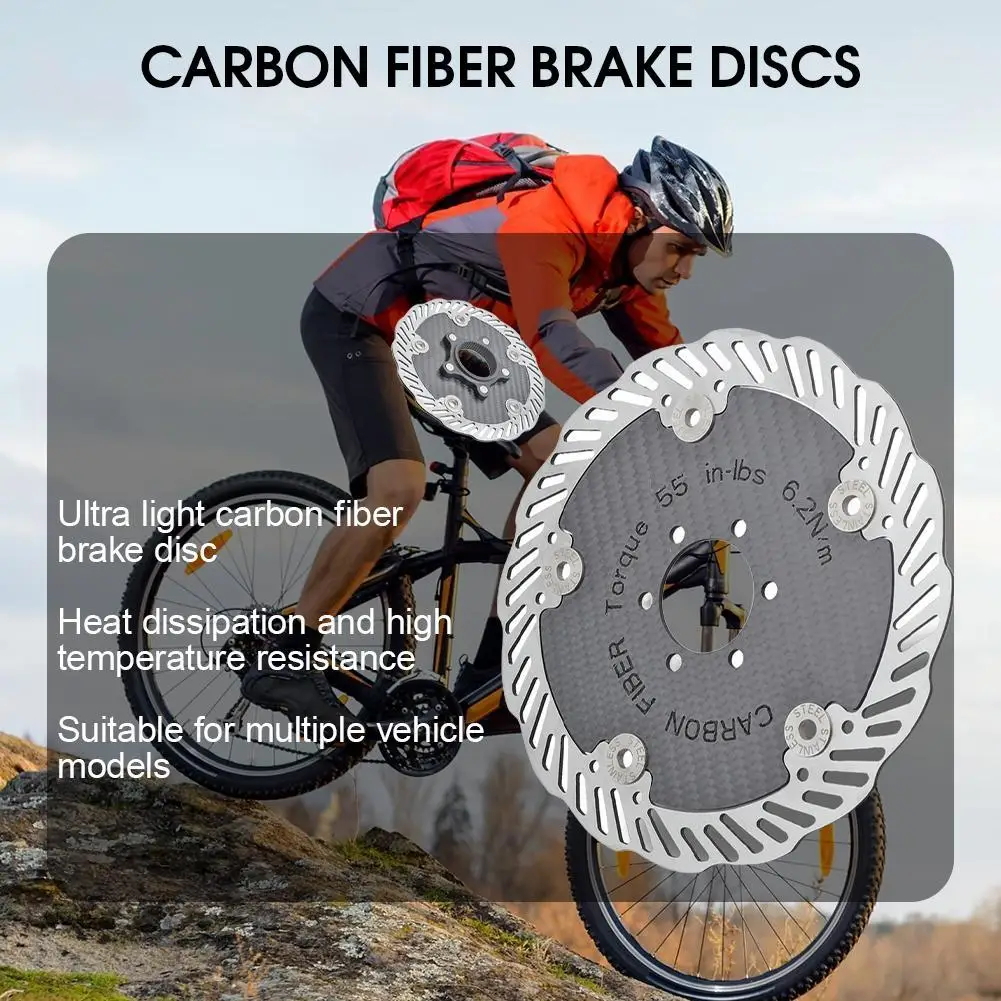 

140/160MM Carbon Fiber Brake Discs MTB Floating Rotor Disco Bicycle Caliper Mountain Bike Disc Brakes Cycling Replacement Parts
