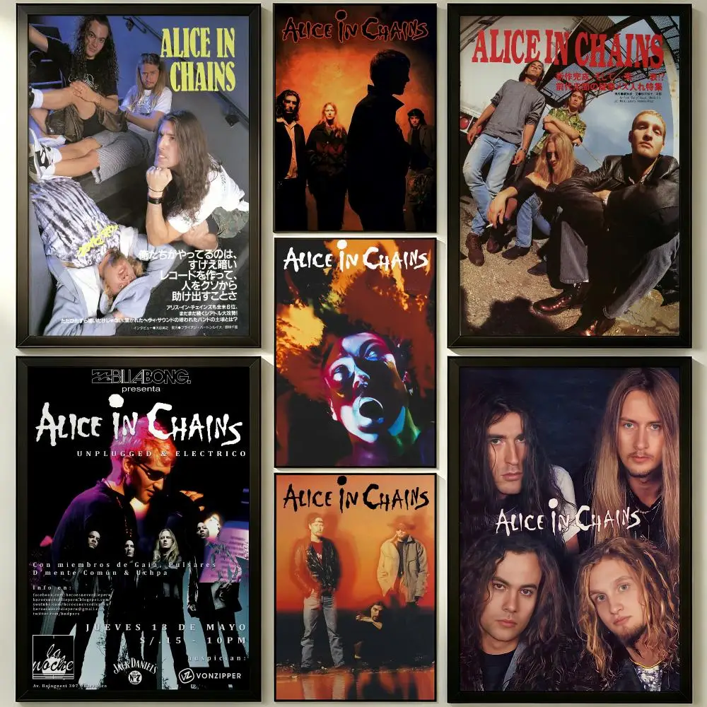 band Alice in Chains Poster Wall Sticker Poster Decal PP Material Self-Adhesive Waterproof for Living Room Home Wall Decor