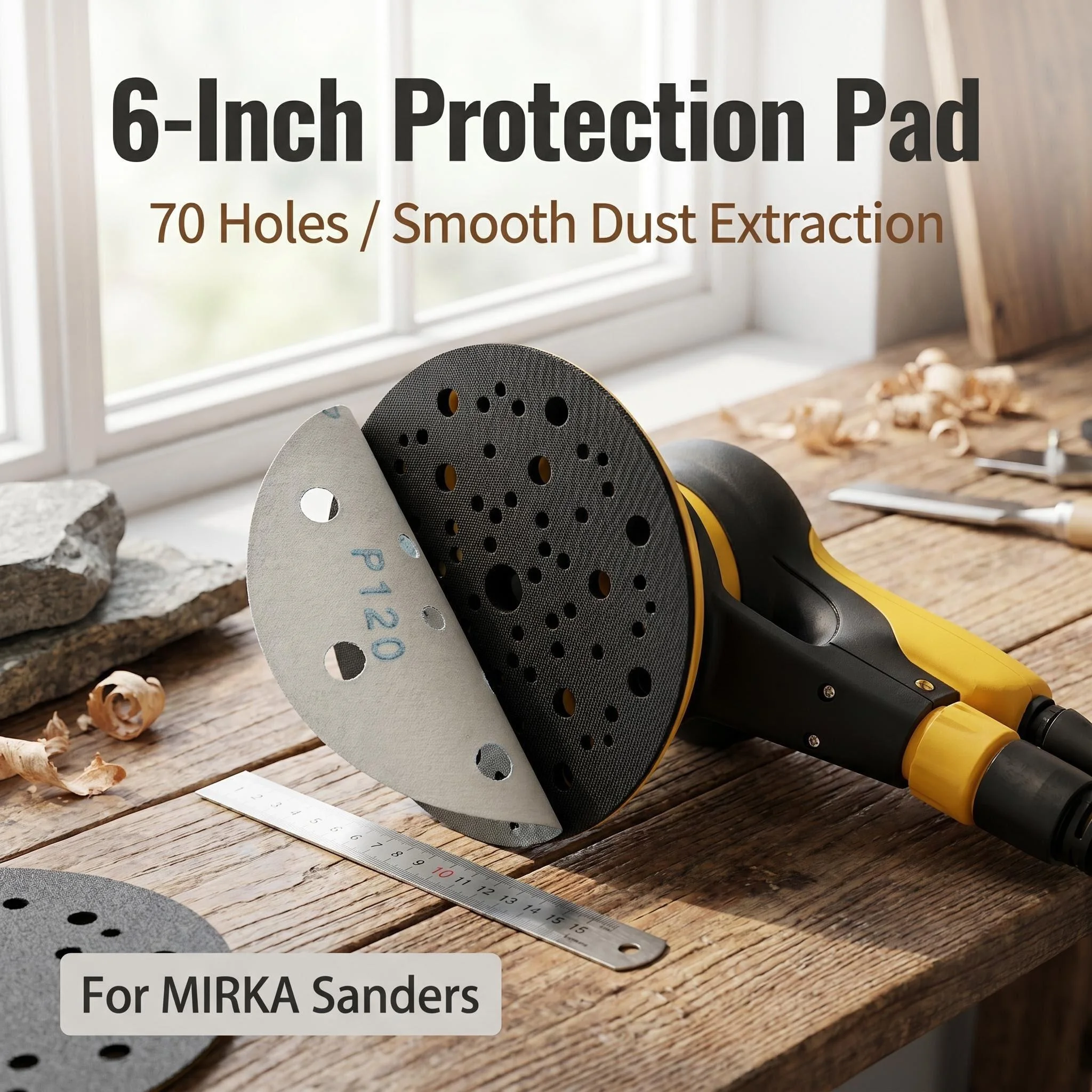 

6 Inch 70 Holes Sanding Pad Protector 150mm Dust Collection Buffer Mat For Mirka Sander Polishing Grinding
