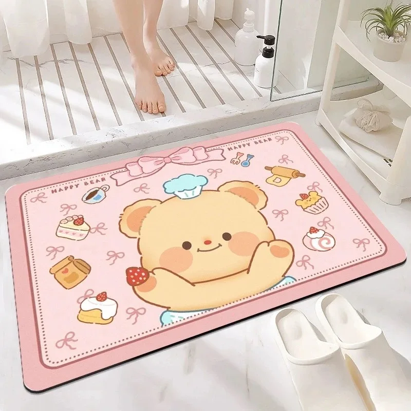 

Cute non-slip absorbent mat bathroom floor mat diatom mud toilet toilet door mat toilet quick-drying foot mat