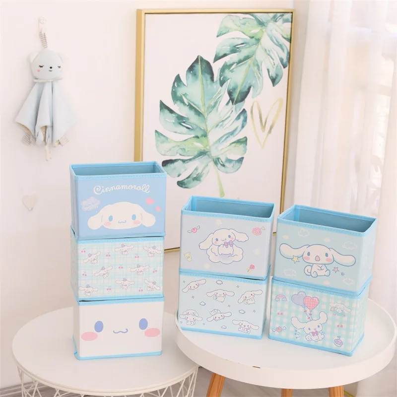 Anime Sanrio Cinnamoroll Cute Cosmetic Organizer Cartoon Desktop Student Stationery Clutter Box Birthday Gift for Friend