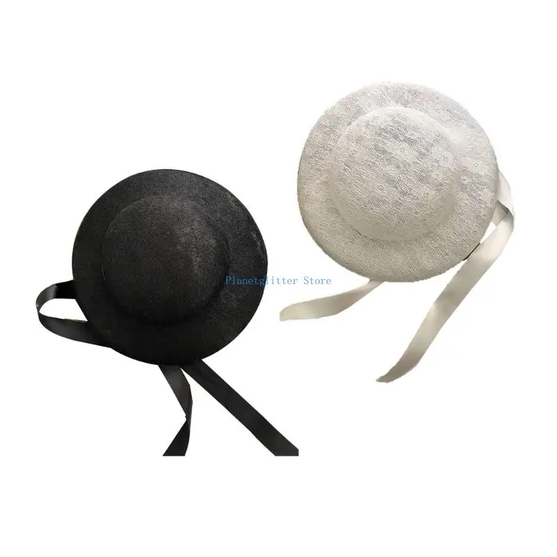 

652B Lace Bonnet Hat with Adjustable Strap For Women Theme Event Secure Wear Suitable For Masquerades Party Dressingup