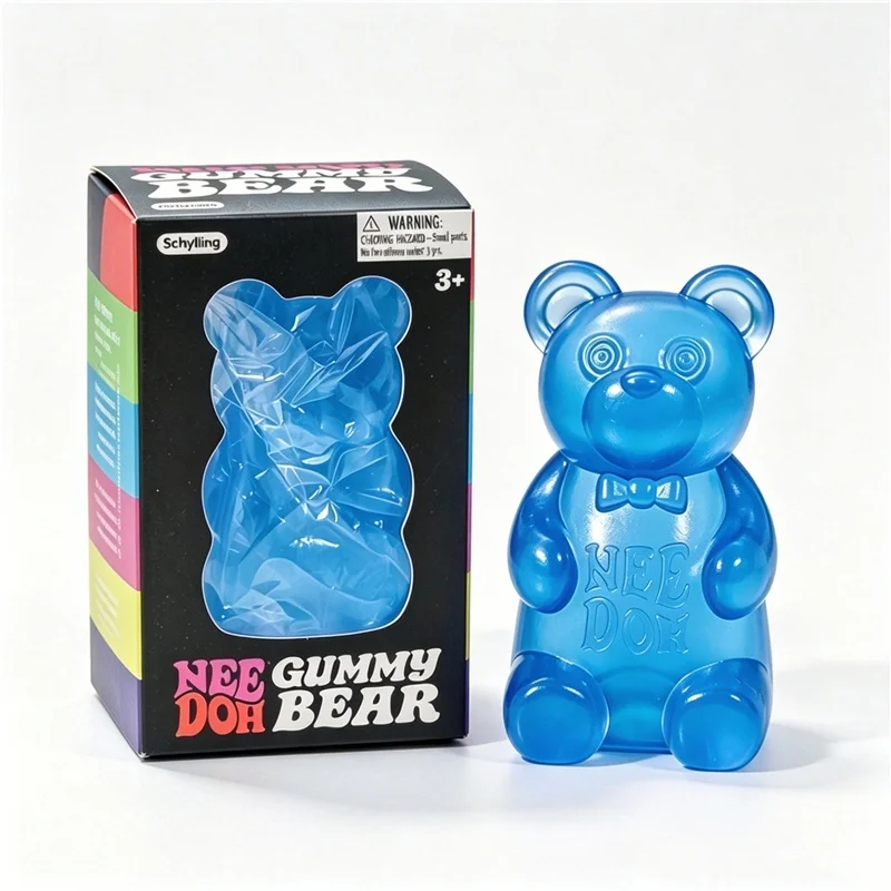 Needoh Transparent Jelly Gummy Bear Squishy Toy TPR Non-toxic Squeeze Fidget Toy Anti Anxiety Stress Relief ADHD Sensory Gift