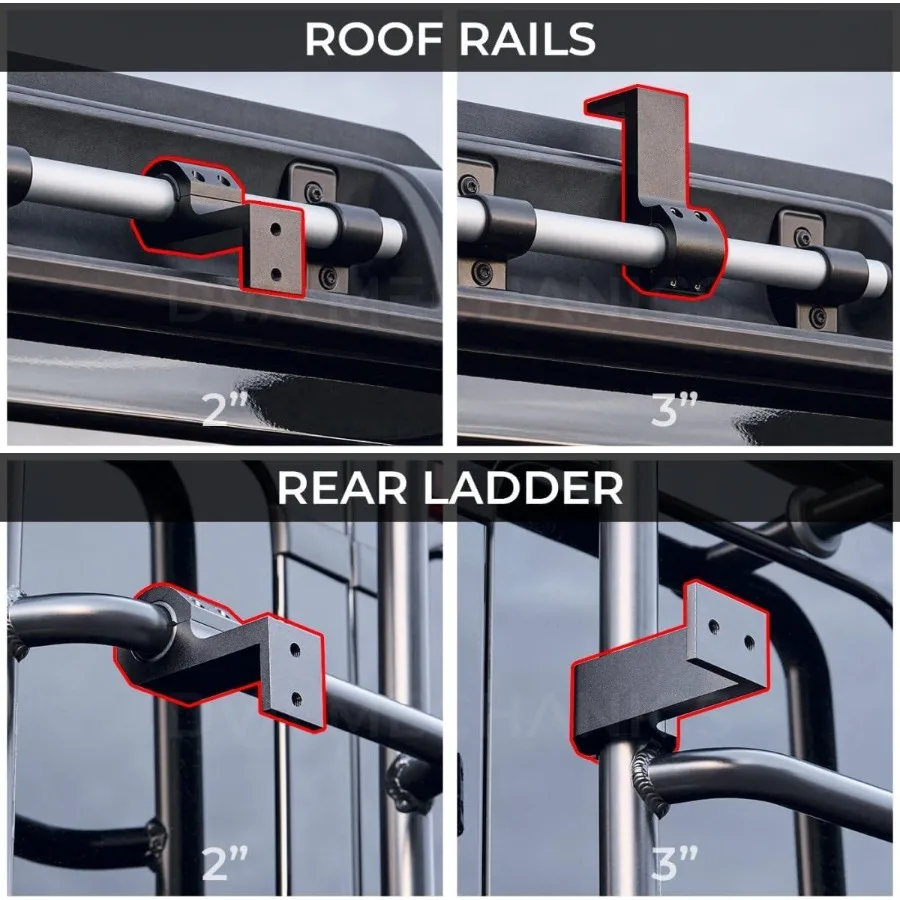 Versatile Mounting Clamps 2-Pack, for INEOS Grenadier 2022+,Roof Clearance and Vertical Rear Ladder Rails, M8 Accessory Bracket