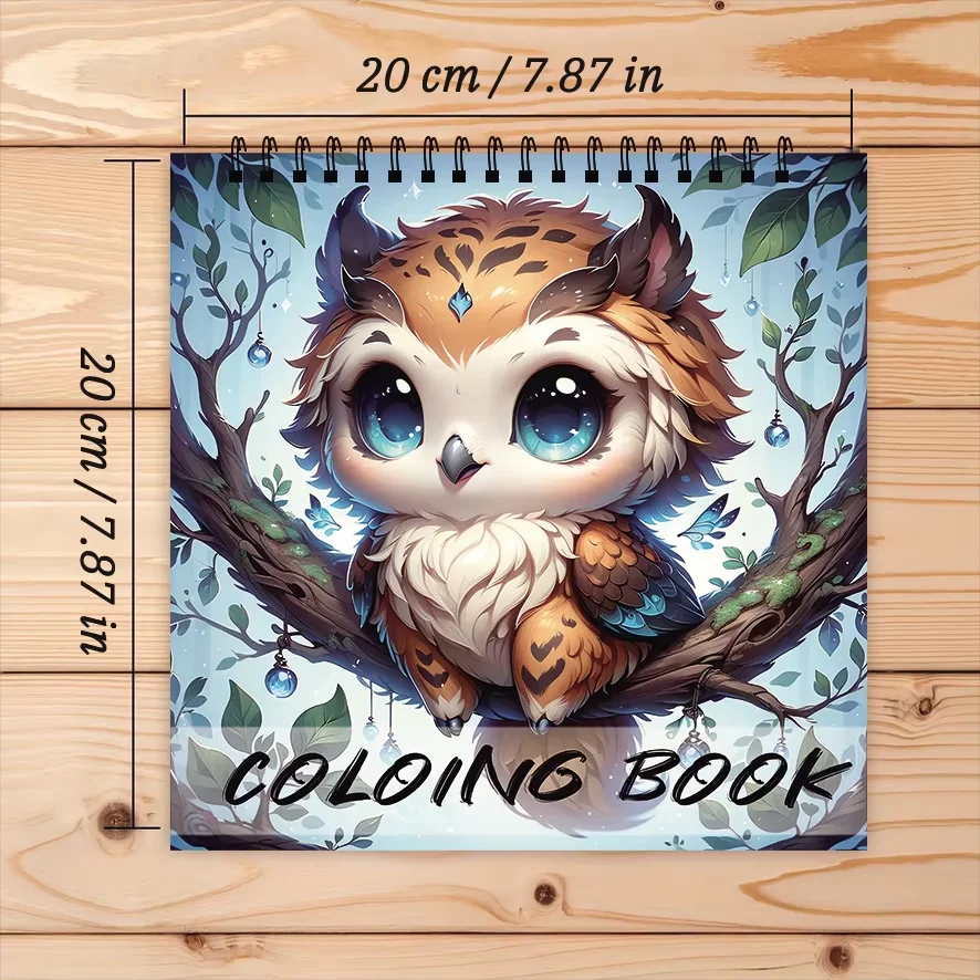 Coloring Book - 7.87 x 7.87 inches 32 pages of cute owl coloring book - the perfect gift for family or friends