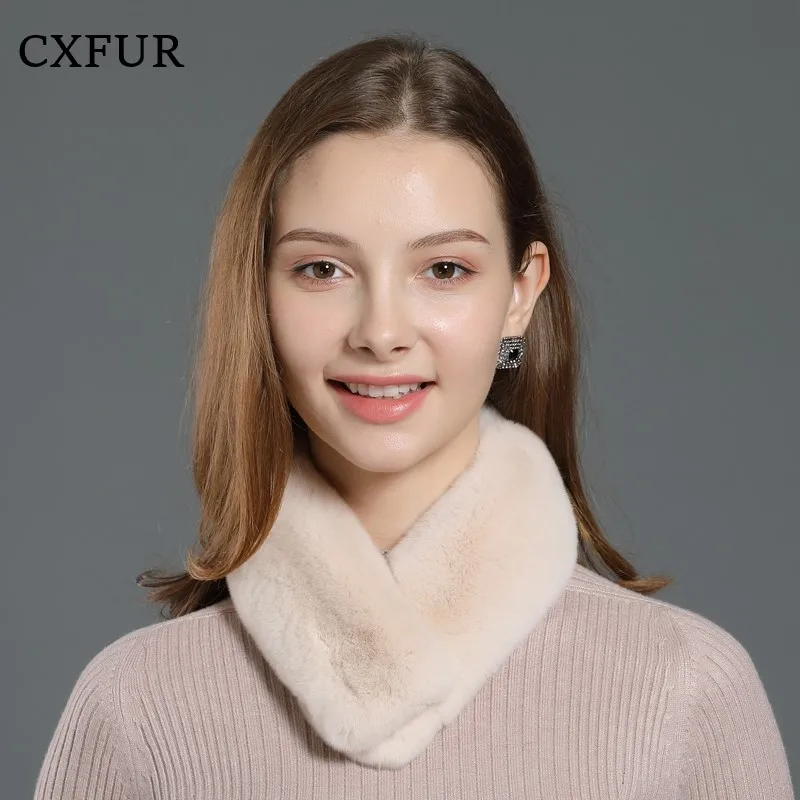 

Full Pelt Handmade Women Winter Furry Scarf Genuine Rex Rabbit Fur Neck Warmer CX-S-04A