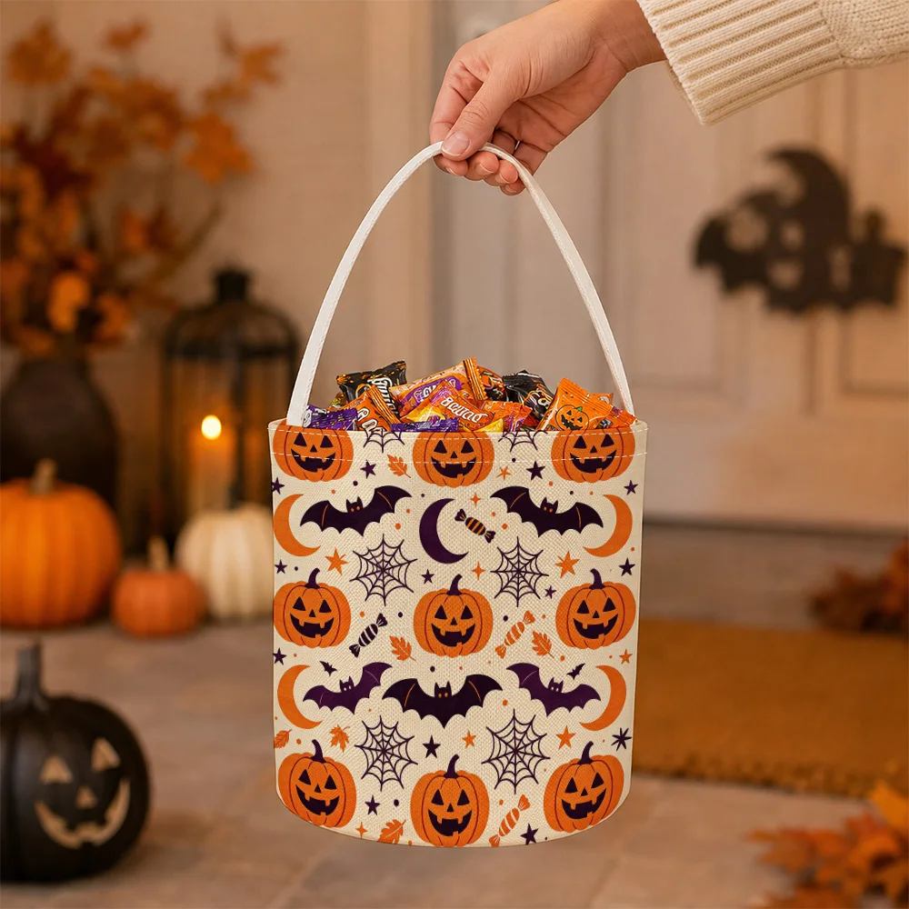 Pumpkins bats spiders Halloween Candy Goody Basket Party Bag Party Favor Candy Pail Sack Trick Or Tote Bucket Pail Bag