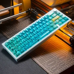 Touches transparentes pour clavier mécanique, sans profil, impression UV, bleu nickel é, 156 prédire