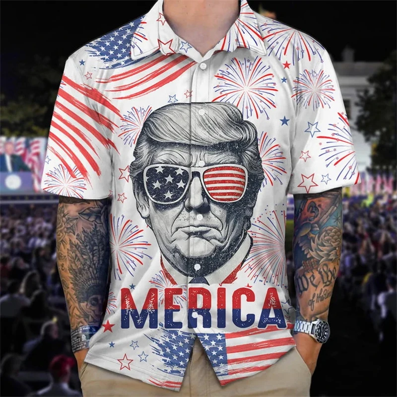 

USA Flag Donald · Trump 3D Printed America Flag Shirt For Men Clothes America Presidential Election Graphic Hawaii Shirt Blouses