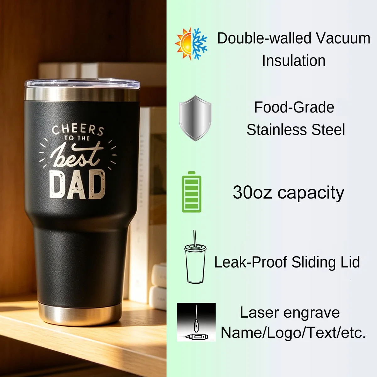 Custom Name/Text Dad Coffee Mug, Personalized Grandpa Tumbler, Gift for Father, New Parent Present, Keepsake Drinkware for Him