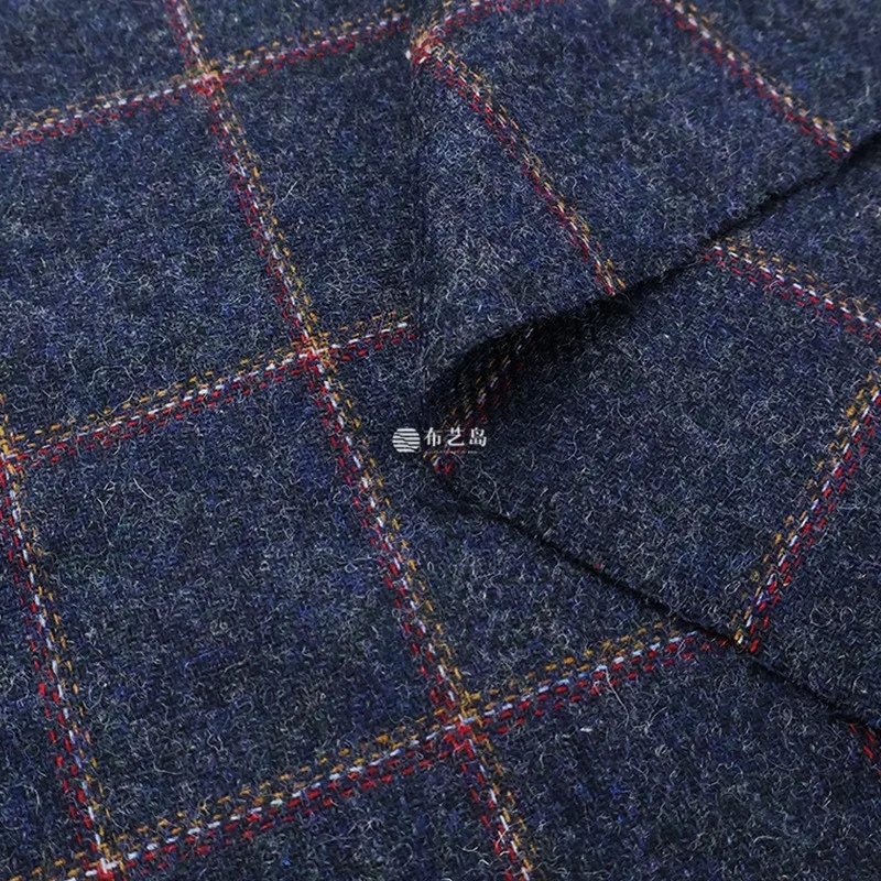 The fabric for suit is made of thin blue-toned striped woolen