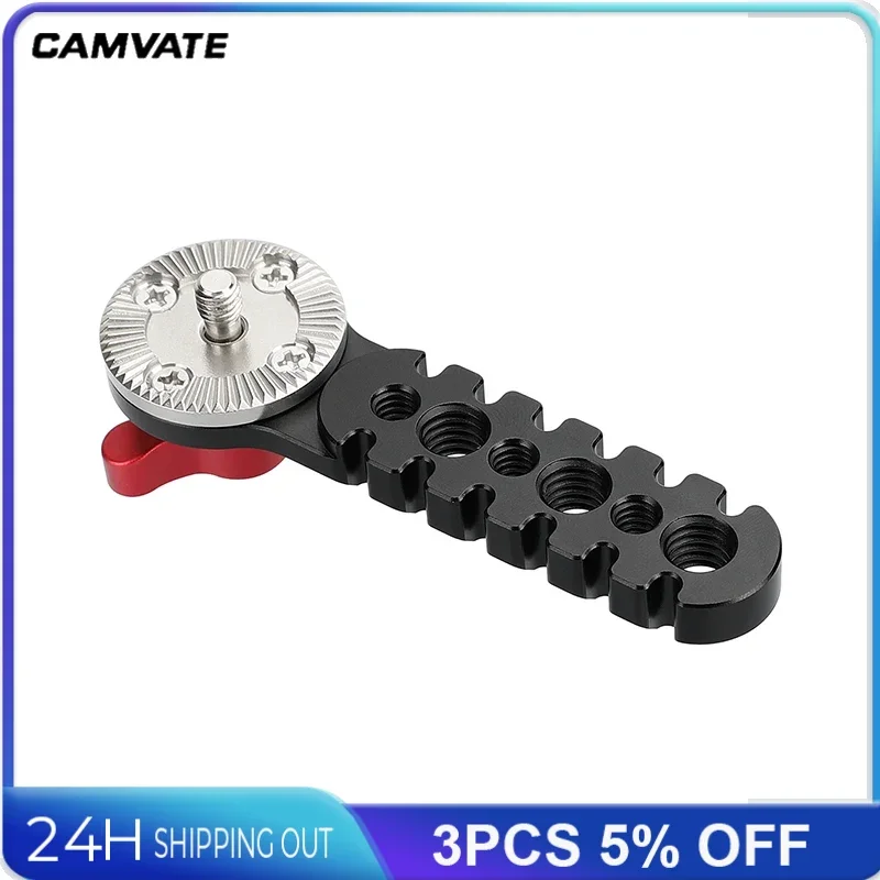 CAMVATE Universal Extension Arm Jagged Style With ARRI Rosette Mount M6 Thread Screw Red/Black Knob For DSLR Camera Shoulder Rig