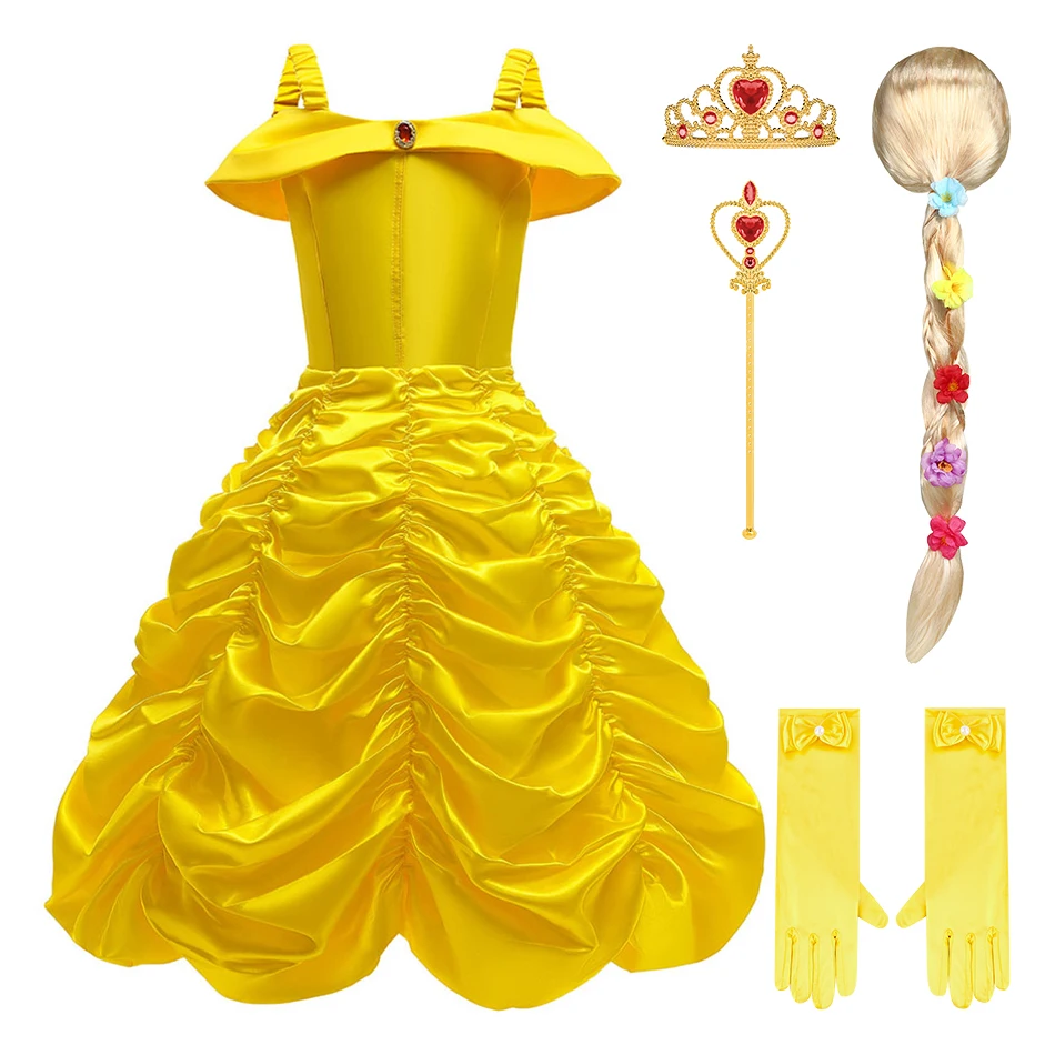 Disfraz de Halloween niña campana vestidos de princesa niños belleza y bestia Cosplay niños carnaval Navidad Fiesta de cumpleaños vestido