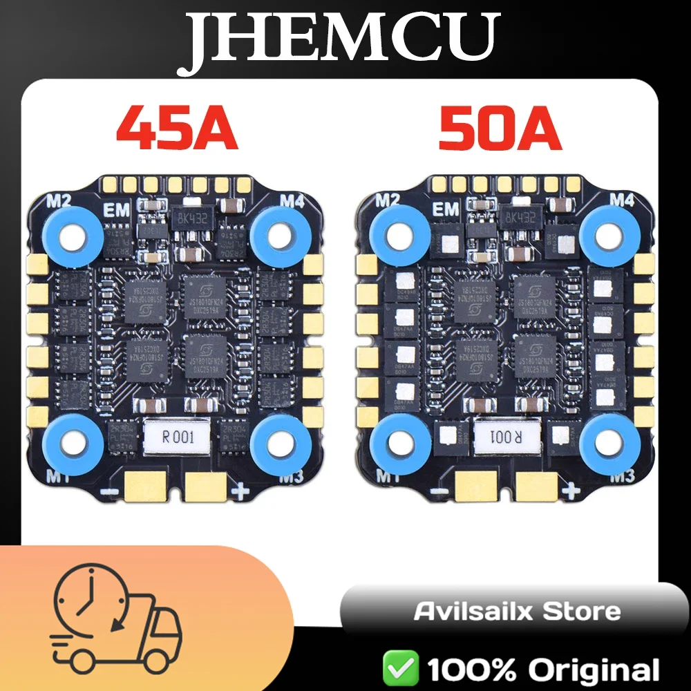 

JHEMCU EM 4in1 ESC 45A 50A 2-6S Brushless Motor Controller 20x20mm M4 for FPV Racing Drone Freestyle RC Quadcopter