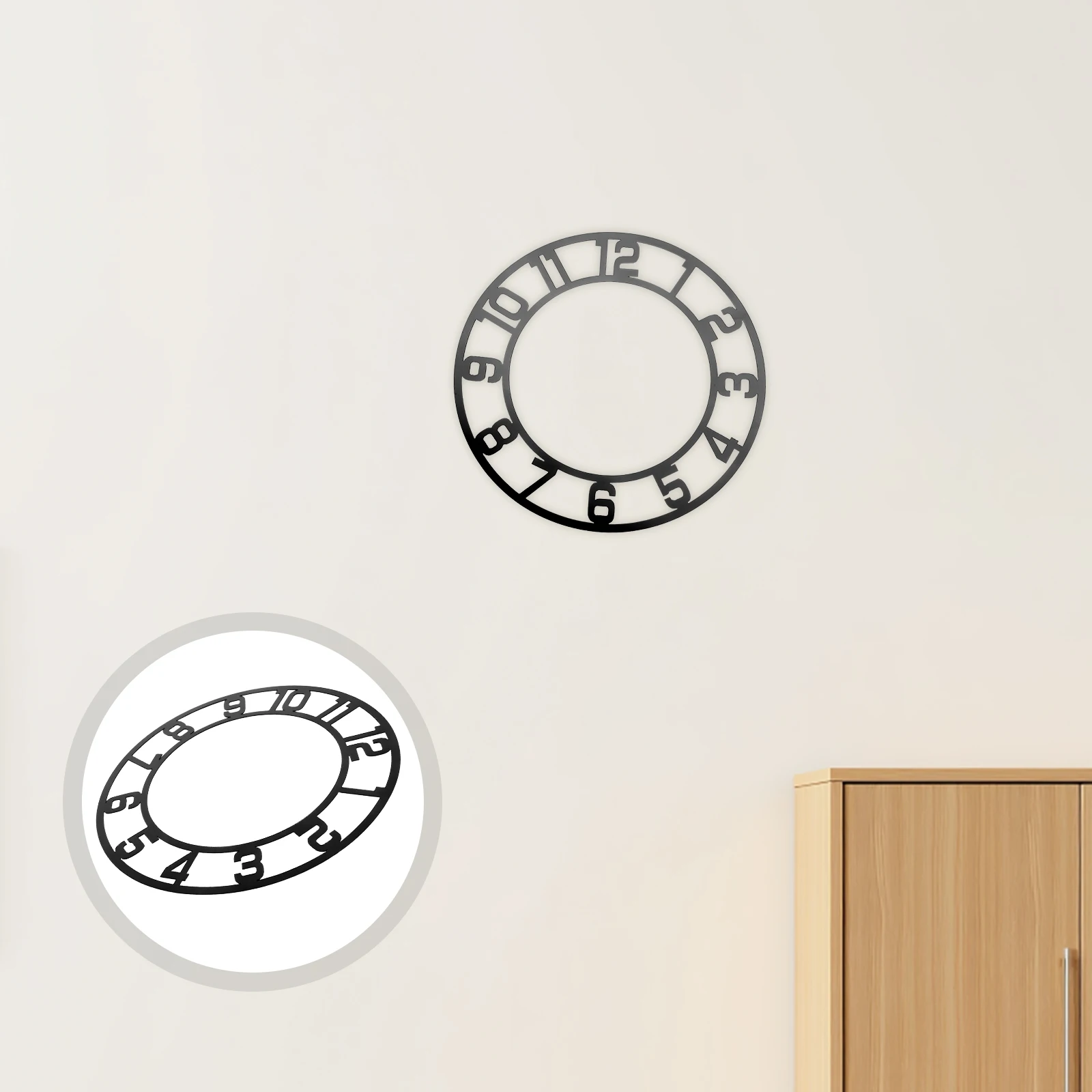

25Cm Acrylic Mirror Clock Wall Sticker Round Self-Adhesive Decorative Living Room Hotel Wall Decor Creative Clock Sticker