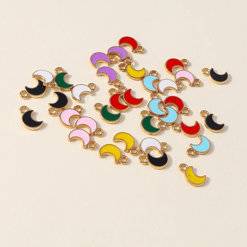 30 Stück 7x11mm Niedliche Mini-Emaille-Mondanhänger für Schmuckherstellung, Ohrringe, Halsketten, Armbänder, DIY-Bastelzubehör – Detail 11