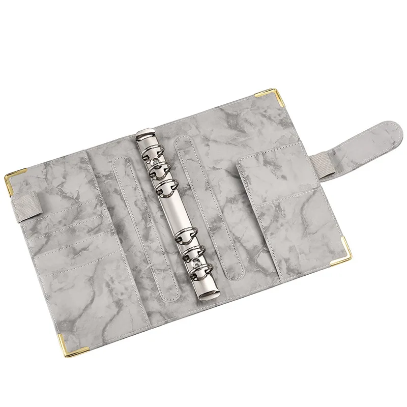 2025 A6 Marble Black PU Binder Notebook DIY Binder Notebook Cover Diary Agenda Planner Paper Cover School Stationery