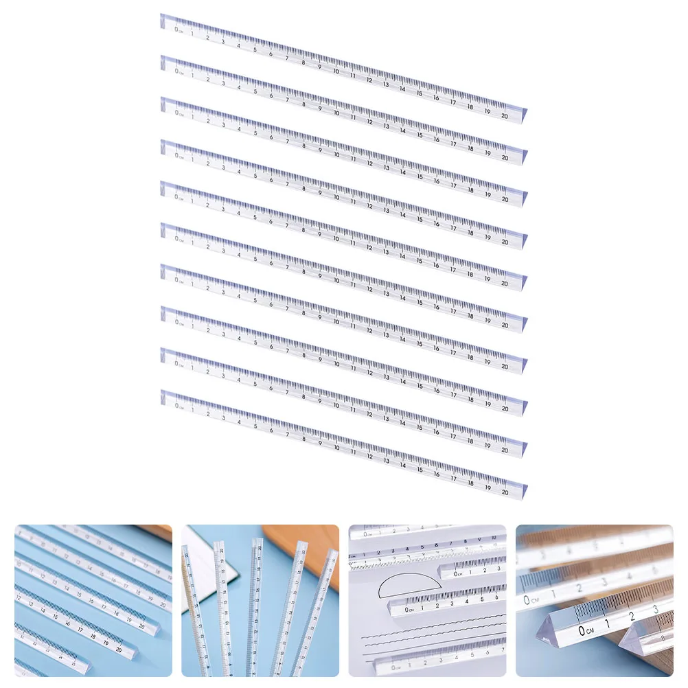10 Pcs Ruler Scale Measuring Straight Transparent Architecture Clear Drafting Plastic Drawing Student