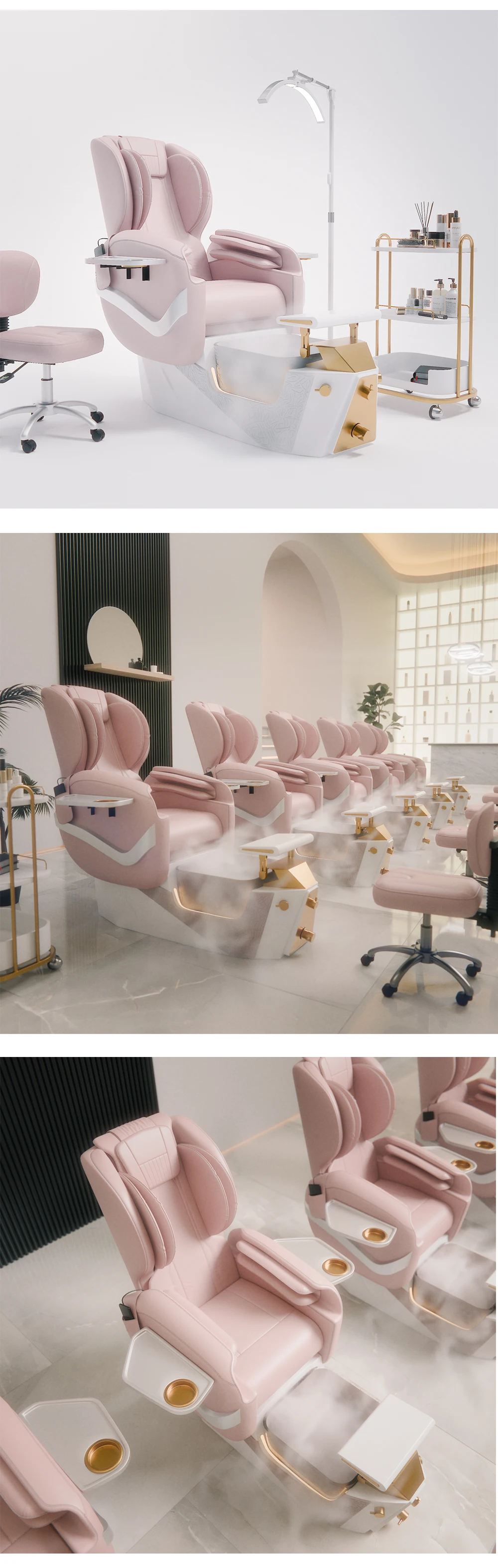 Elektrischer Pediküre-Spa-Stuhl mit LED-Licht, Fußwanne, Rückenmassage, PU-Leder, Salon-Fußbad-Sofa für Nagelstudios – Detail 12