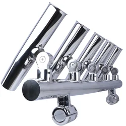 Lanzador de cohete inoxidable ajustable de 5 tubos, accesorios para barcos, soportes de caña de pescar, se puede girar 360 grados