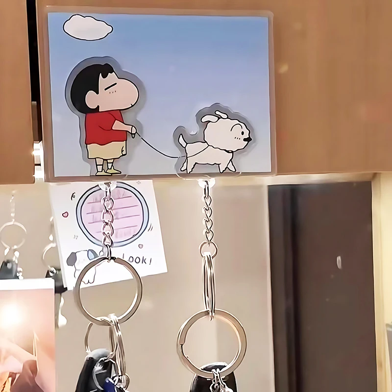 Crayon Shin-Chan Keychain Kawaii Anime Cute Cartoon Knapsack Pendant Family Lovers Keychain Storage Rack Toys Girls Gifts